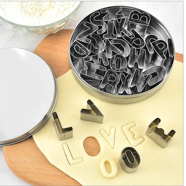 26-Piece Alphabet Cookie Cutter Set, Stainless Steel Patterns Maker for Cookie and Food