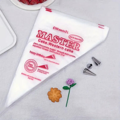 100 Pcs Transparent Icing Bag - Piping Bag for Cake Frosting Decoration