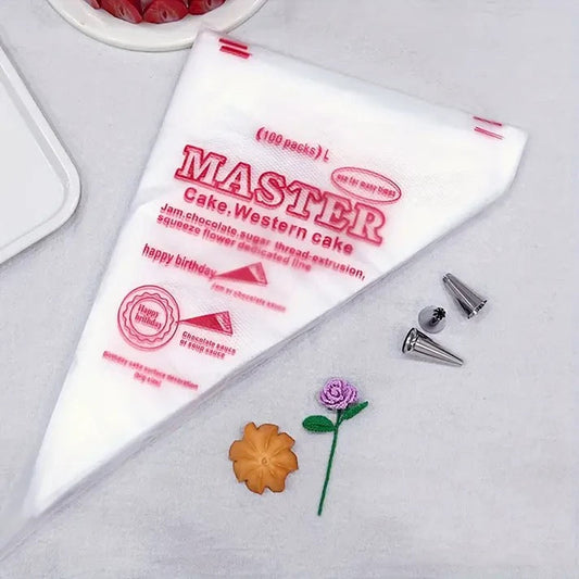 100 Pcs Transparent Icing Bag - Piping Bag for Cake Frosting Decoration