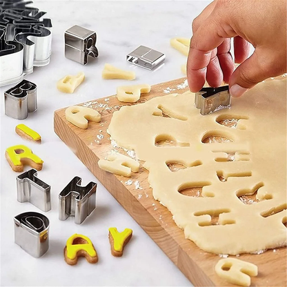 26-Piece Alphabet  Cookie Cutter Set, Stainless Steel Patterns Maker for Cookie and Food