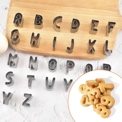 26-Piece Alphabet  Cookie Cutter Set, Stainless Steel Patterns Maker for Cookie and Food