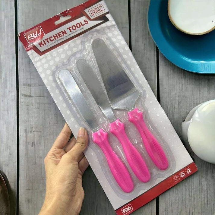 3-Pieces Set Baking Spatula: Cake & Pizza Cutting, Frosting, Serving Spatula Set