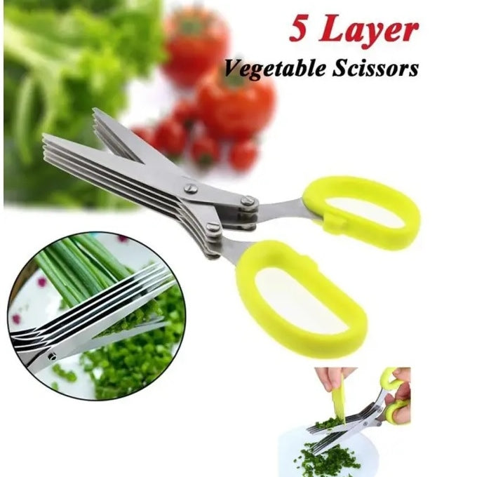 5-Layer Kitchen Scissors - Multifunctional Quick Veg & Fruit Cutting Scissors