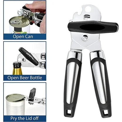 Multifunctional Bottle & Can Opener With Soft Touch Handle - Bottle & Tin Opener