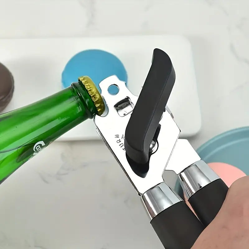 Multifunctional Bottle & Can Opener With Soft Touch Handle - Bottle & Tin Opener