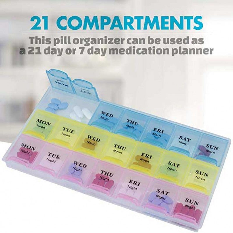 Weekly Pill Organizer Box with 21 Slots
