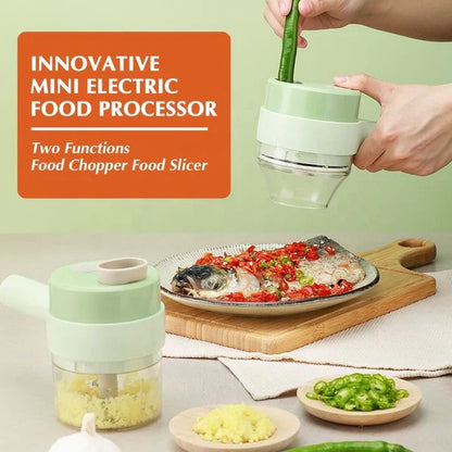 Rechargeable Electric Food Cutter, Slicer, Masher and Chopper