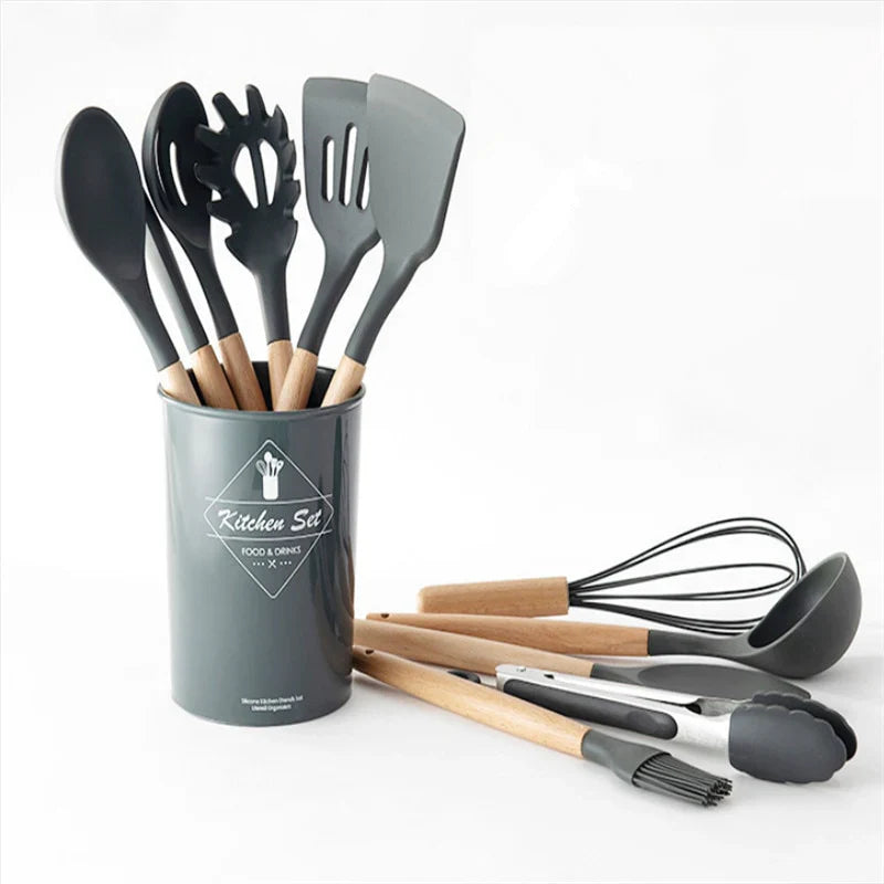 11-Pcs Silicone Cooking Spoon Set - Utensils Set