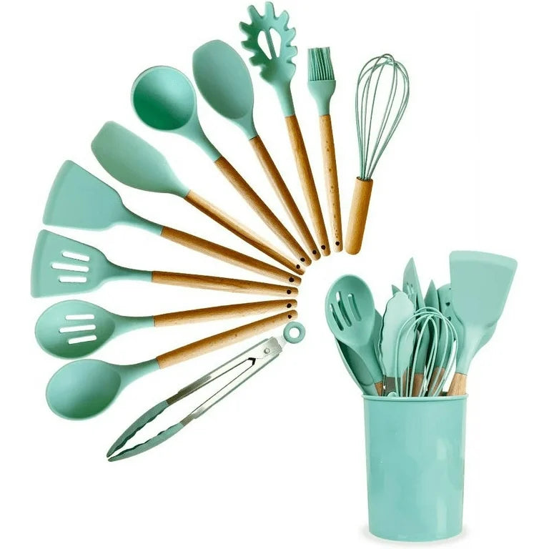 11-Pcs Silicone Cooking Spoon Set - Utensils Set