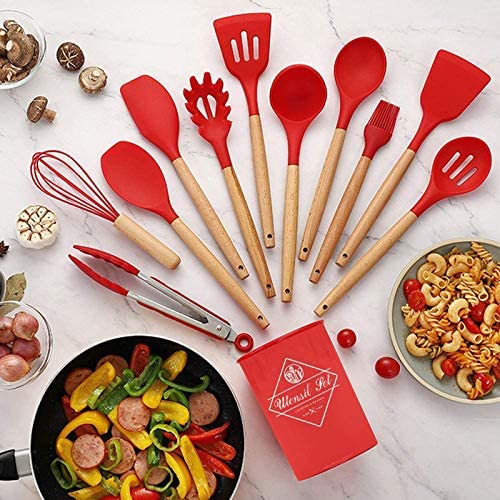 11-Pcs Silicone Cooking Spoon Set - Utensils Set