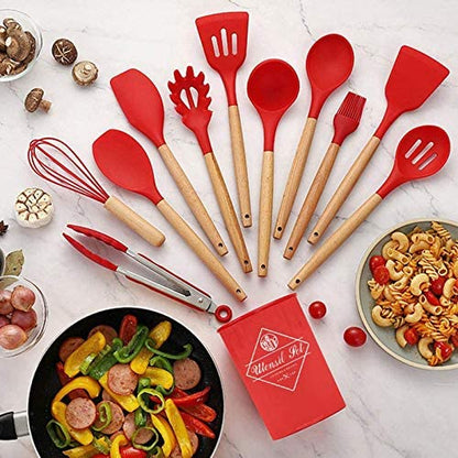 11-Pcs Silicone Cooking Spoon Set - Utensils Set