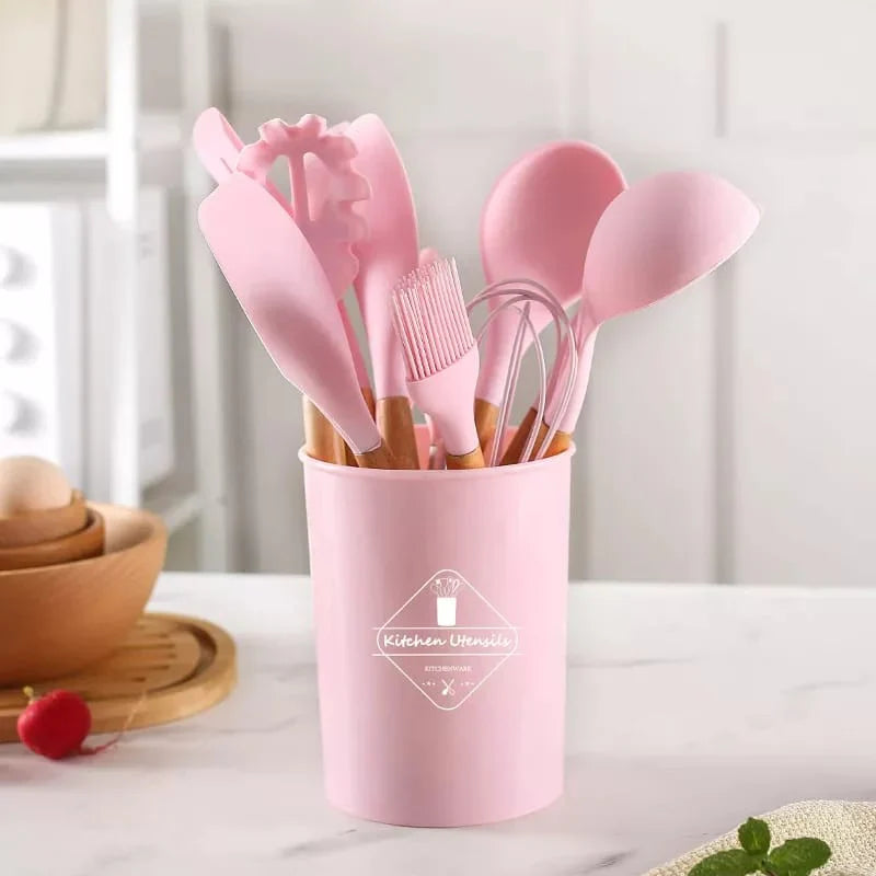 11-Pcs Silicone Cooking Spoon Set - Utensils Set
