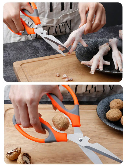 Multipurpose Scissors with Bottle Opener and Nut Cracker -  Kitchen, Poultry, and Garden Use
